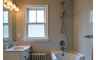 Before: Master ensuite bathroom with dated tiling